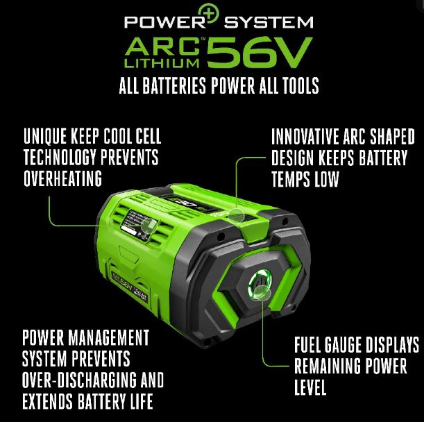EGO POWER+ 56V 10.0Ah ARC Lithium™ Battery – Ultra-Capacity Smart Battery with Fuel Gauge – BA5600T