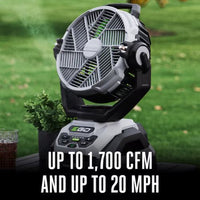 EGO 10-in 56 -Volt 5 -Speed High Velocity Indoor/Outdoor Grey/Green Oscillating Misting Jobsite Fan